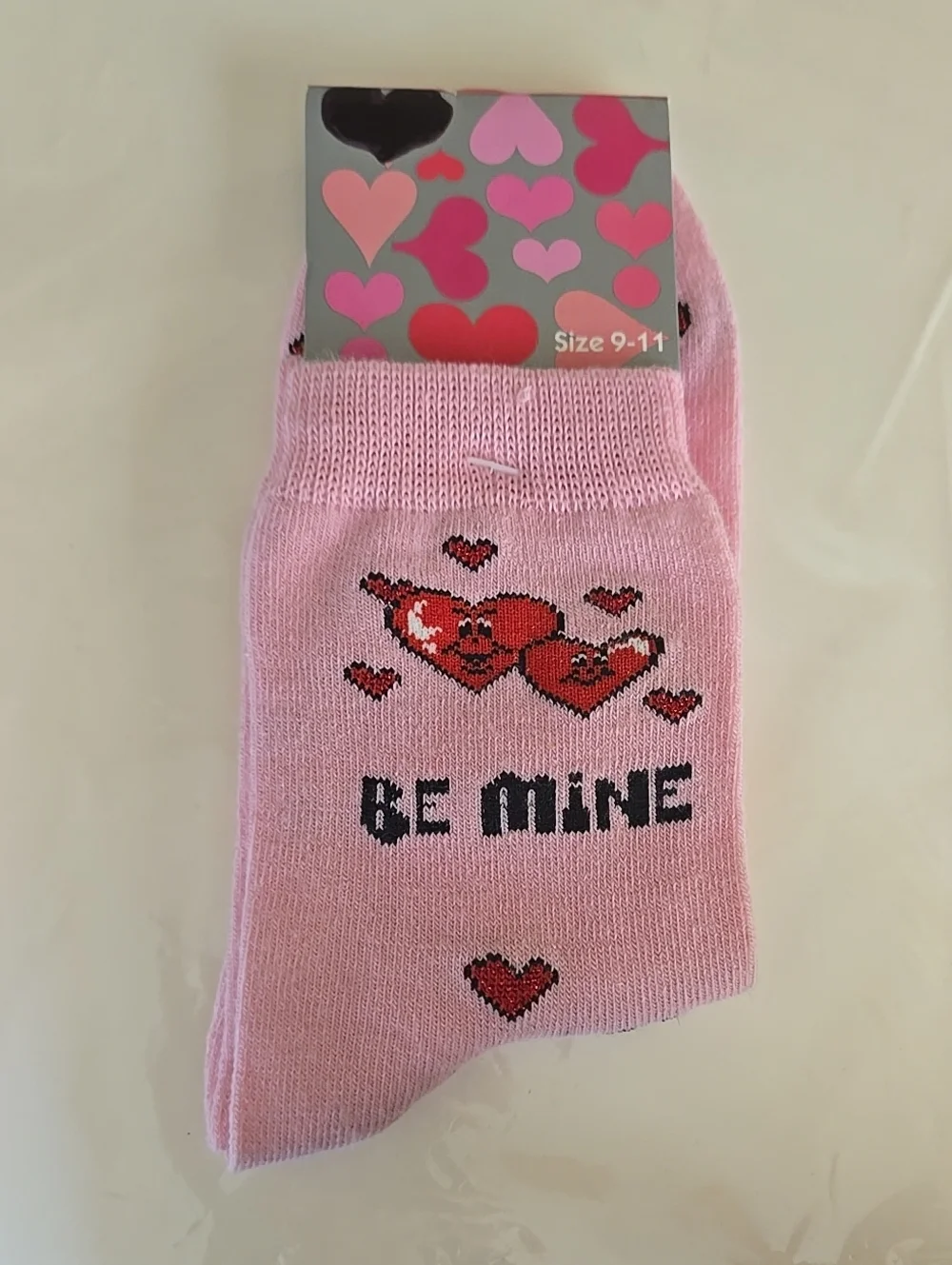Be Mine Pink Red Womens Novelty Socks Crew Size 9 To 11 Foot Feet Gift Present